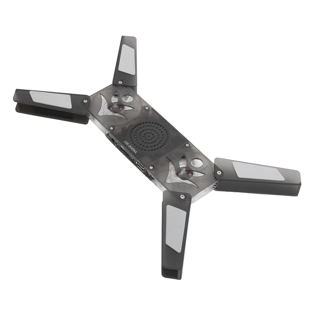 Laptop Cooling Pad 2 Transparent Fan Foldable LED Blue Light with Speaker Stand DR‑2008A