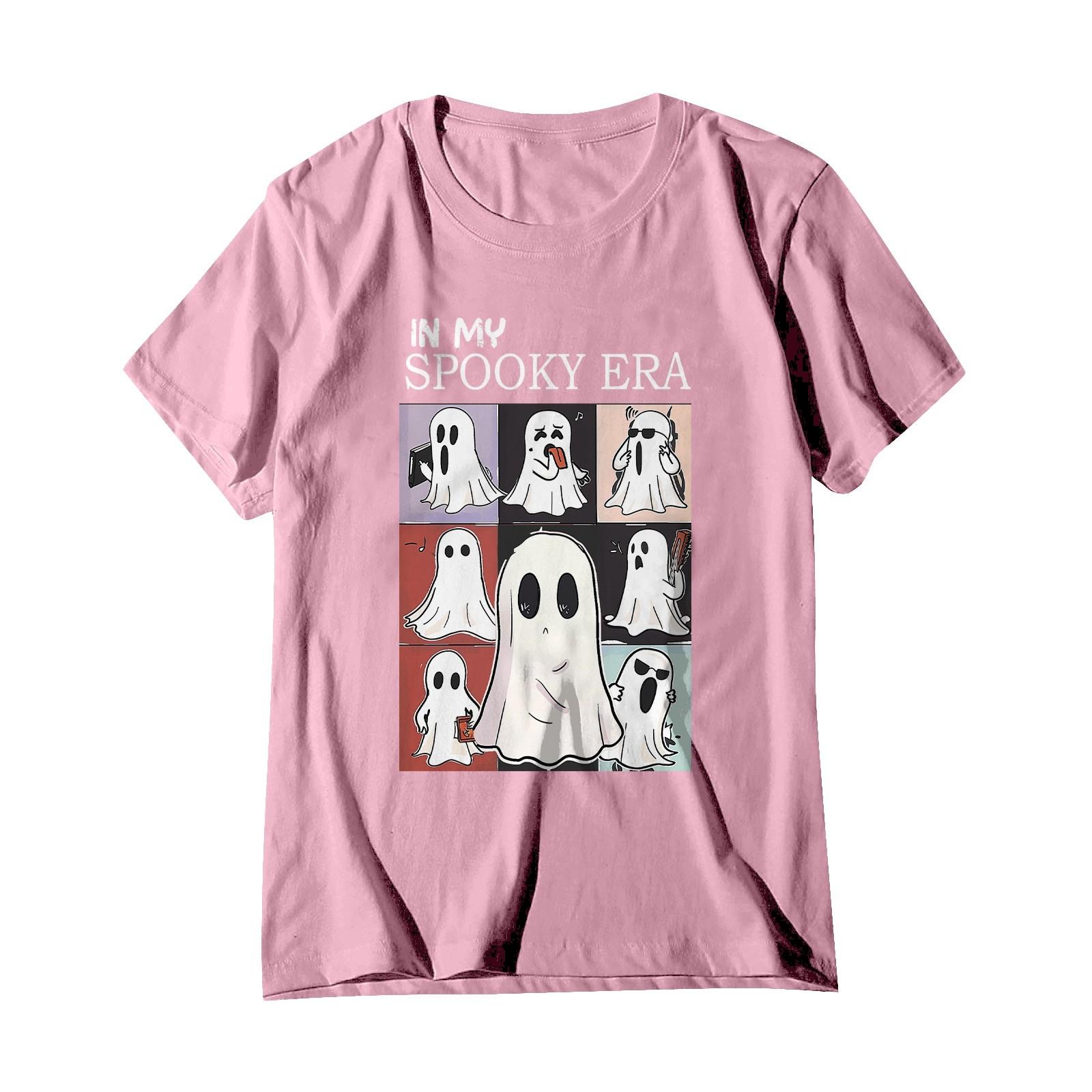 

Женский свободный свитер с круглым вырезом и короткими рукавами с принтом Хэллоуина XXXL розовый