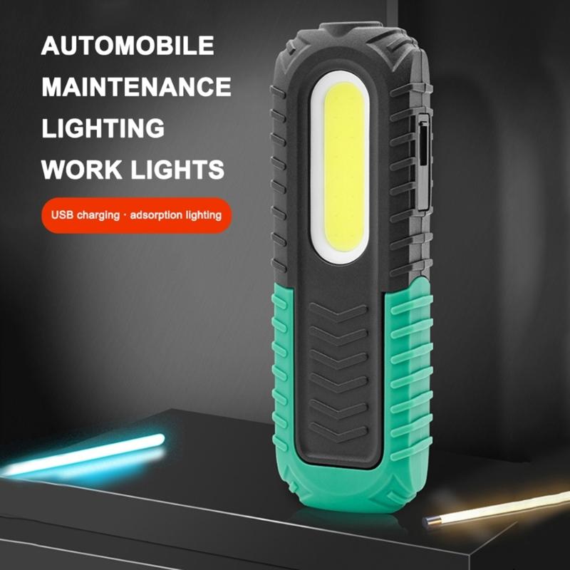 LED Magnetic Working Light Rechargeable USB COB Inspection Lamp Hanging-Hook Job Site Lighting for Car Repairing Camping