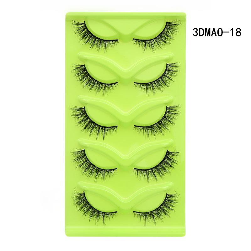 XF 5 Pairs Fox Eye Lashes 3D Silk Fluffy Faux Mink False Cat Eyelashes Custom Packaging Box with Private logo