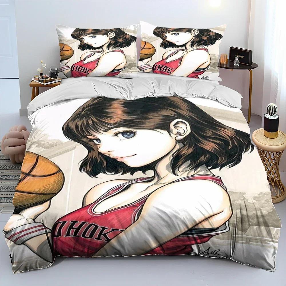Slam Dunk Japan Anime Cartoon Comforter Bedding SetDuvet Cover Bed Set Quilt Cover PillowcaseKing Queen Size Bedding Set Kids