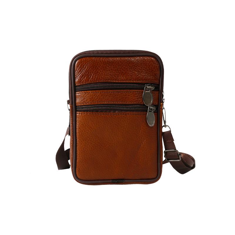 Genuine Leather Men's Vertical Crossbody Phone Waist Bag with Belt Loop (8-Inch)