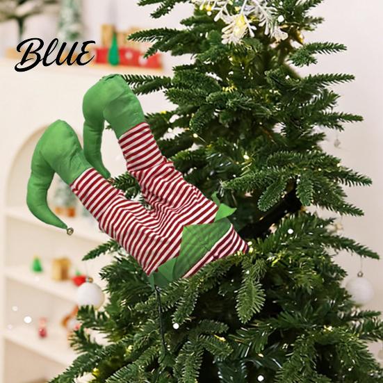 Elektrikli Hareketli Noel Süsü Sallanan Bacak Süsü, Ağaç İçin Asılan Noel Baba Bacakları, Kırmızı Ve Yeşil Tatil Aksesuarları Tüylü Komik Ağaç Tepeliği Klipsli,