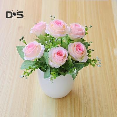 Blühender Blumenstrauß, künstlicher Bonsai, künstliche Rose, Blumentopf, Hausgarten, Party, Tischdekoration