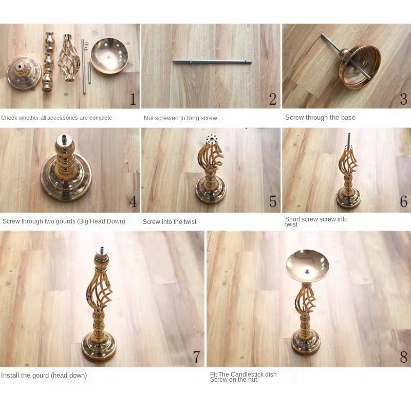 Cross-border dining table candlestick ornaments golden iron vase twist candlestick wedding flowerware wedding props
