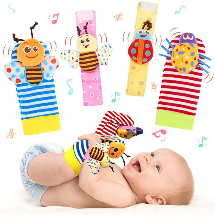 Pädagogisches Baby-Rassel-Armband & Socken-Set für Neugeborene (0-1 Jahr)