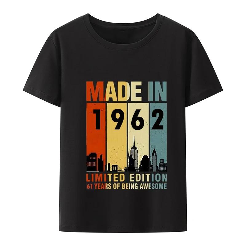 Retro 60-tals 56-årsdag T-shirt Ren T-shirt Vintage 1962 Herr T-shirt Herr Sommar Streetmode Par T-shirt Grafiska T-shirts