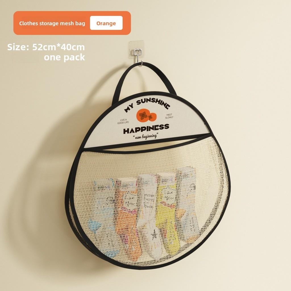 Kitchen Wallmounted Trash Bag Organizer With Polyester Mesh For Home Storage