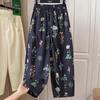 Women's Floral Print High-Waist Drawstring Capri Pants