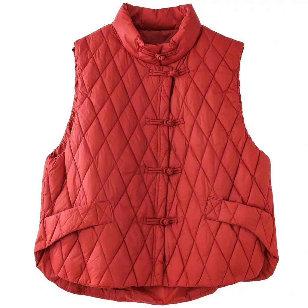 Neue chinesische Schnalle weiße Entendaunenweste Damenbekleidung Winter neue Mode Diamant Übergröße Weste Daunenfutter