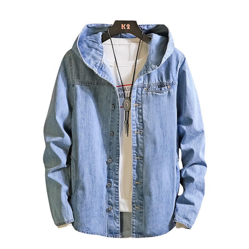 Men's Casual Autumn Japanese Denim Hoodie Jacket