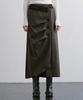 TREEMINGBIRD 3 Button H Line Long Skirt [ Brown ]