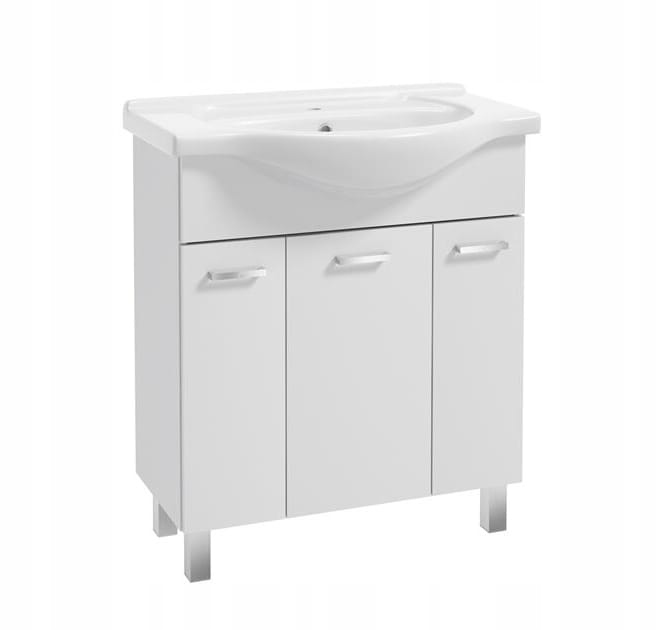 Bathroom cabinet with a washbasin on legs 84x75, standing white Mea with an elongated chrome tap