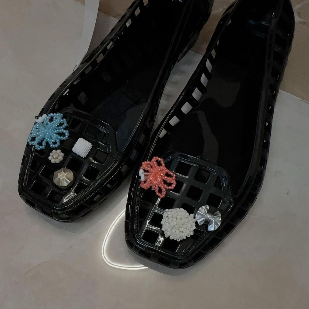 Niche Models~ Soft-soled Transparent Shoes Mary Jane Single Shoes Women's Autumn French Flat Shoes Ladyshoes Jelly Shoes Hollow Sandals