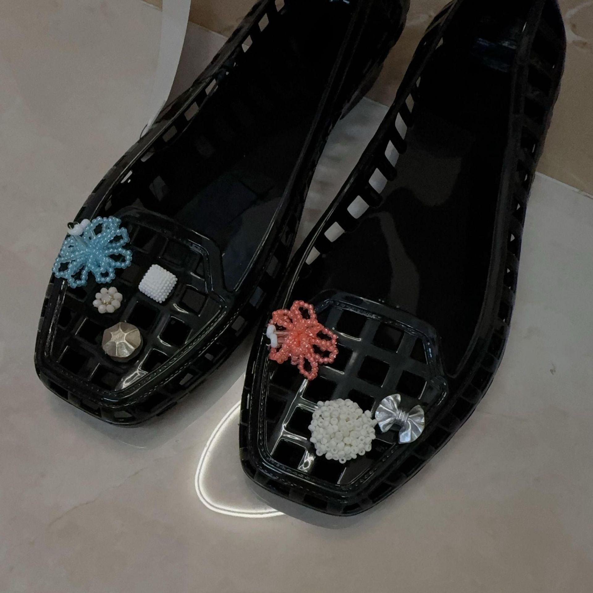 

Нишевые модели~ прозрачные туфли на мягкой подошве Мэри Джейн одинарные туфли женские осенние французские балетки женская обувь желе сандалии с перфорацией 40 чёрный