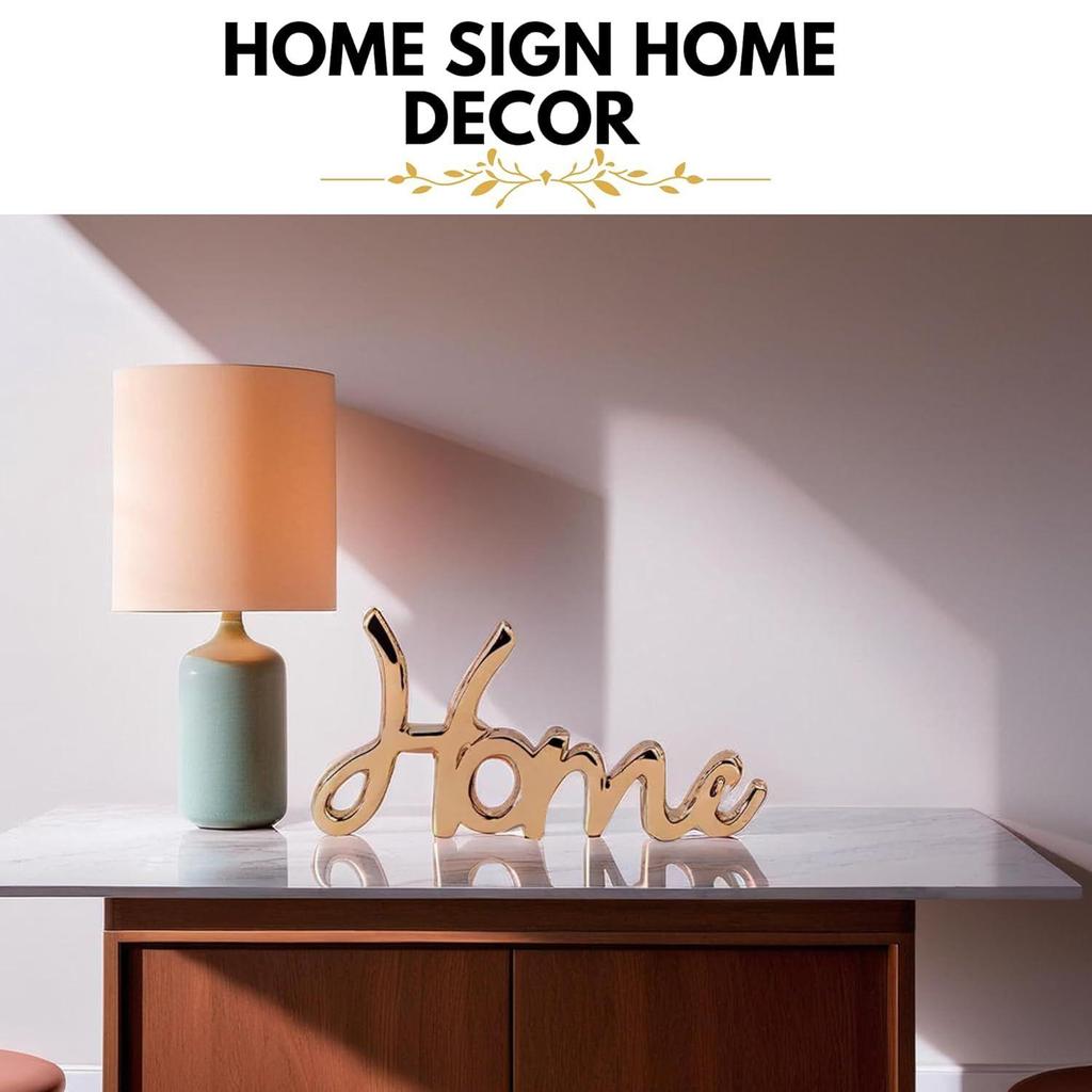 Heimschild Deko | Dekorative Artikel für Wohnzimmer | Hausdeko Schlafzimmer | Metall Wortschild Tafel Mittelstück | Hausdekoration für Zimmer, Küche-Gold