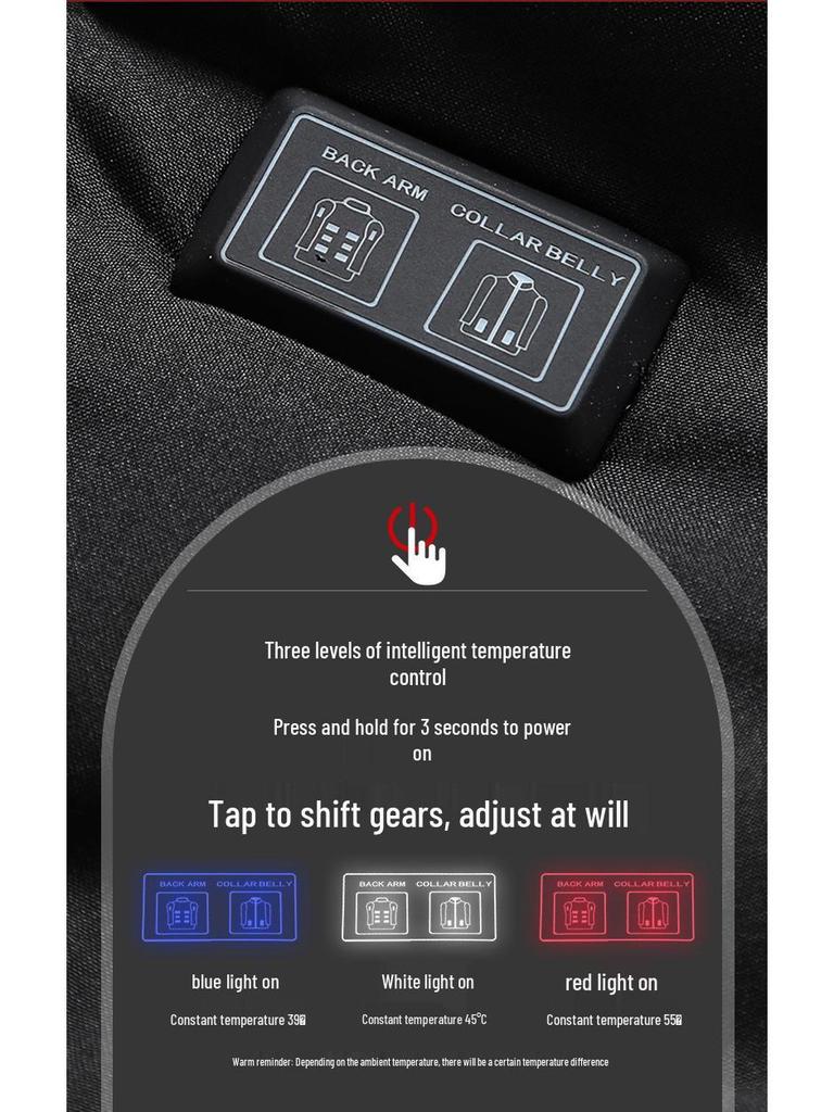 Herrjacka med huva, vinter, elektriskt uppvärmd: Tjock Bomullskappa med Intelligent Konstant Temperaturteknik