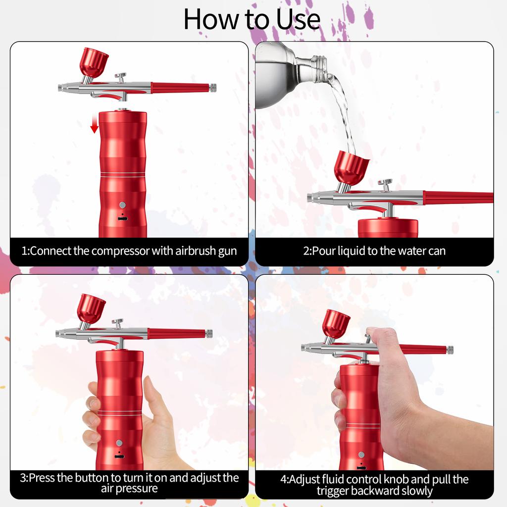 Airbrush Kit with Compressor Portable Air Brush Painting Set for Makeup Tattoo Nail Art Cake Decorating Craft Model