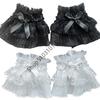 Women Short Arm Sleeves Lace Wrist Cuffs Bracelets Bowknot False Sleeves Black White Gloves Gothic Fingerless Gloves