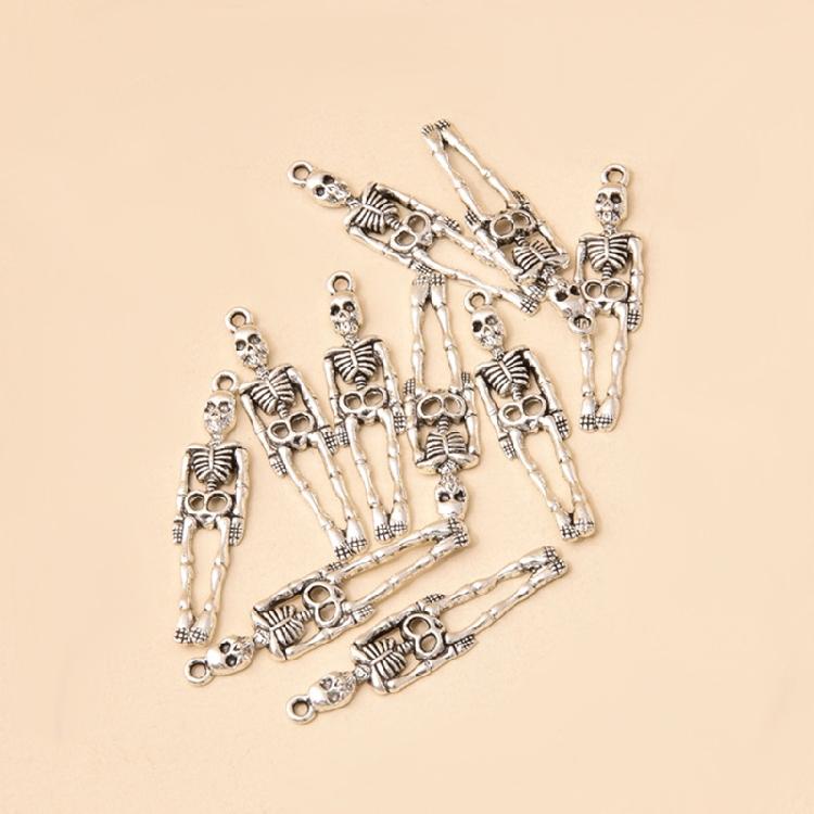 10x Silver Skeleton Halloween Jewelry Making Accessory for DIY Necklace Bracelet