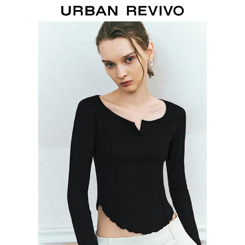 UR Women s Ruffle Trim Curved Hem T-Shirt S