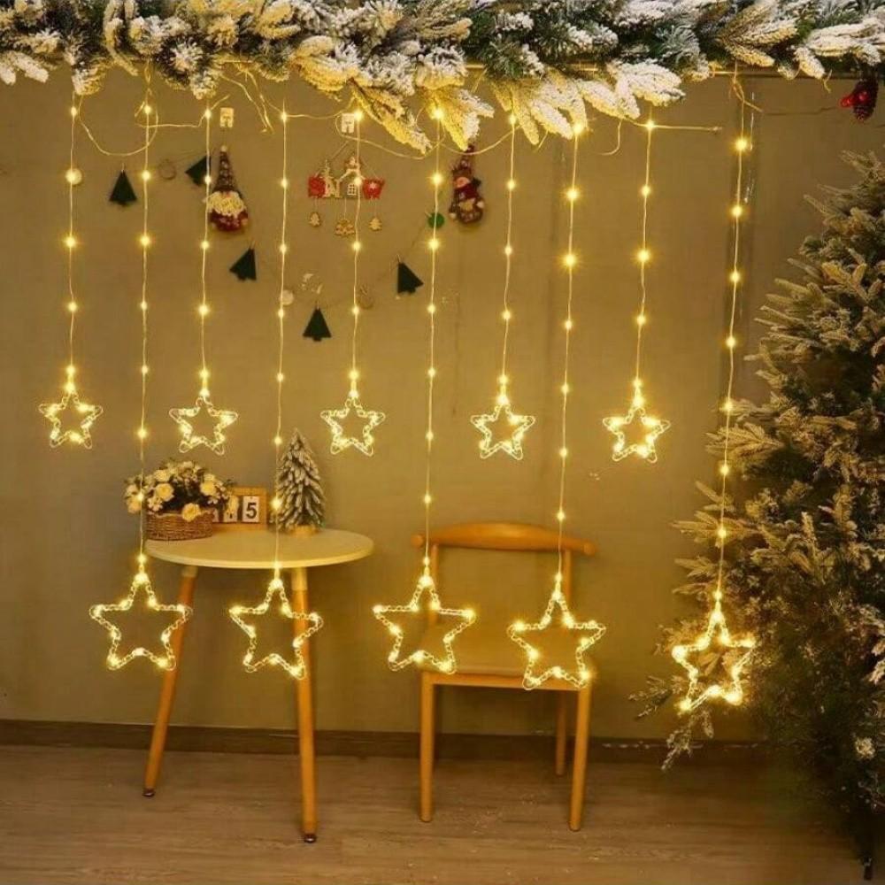 USB LED Moon & Star Curtain Lights with Remote: Christmas Décor