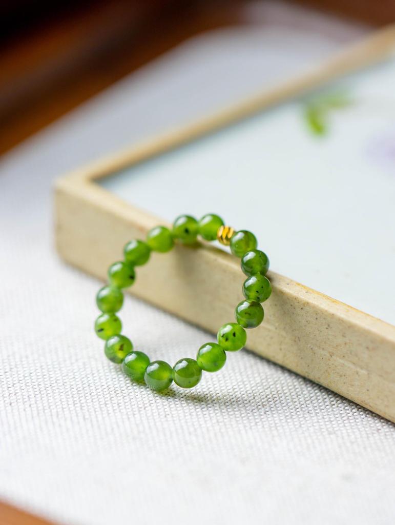 Xirui Natural Jade Stretch Ring – Original Design Retro Jewelry for Women