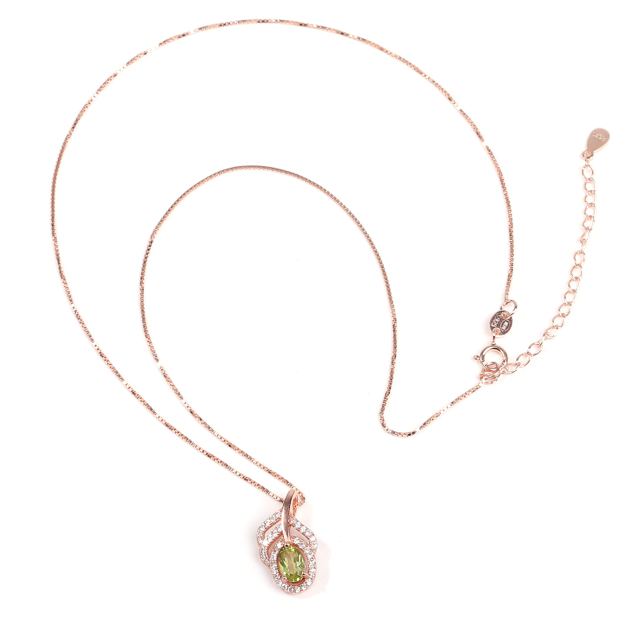 

[Univarc Brand] Pure Silver Necklace with Natural Peridot Stone, Jewelry Cloth, Pouch, Bag, and Warranty Card - Luxurious 5-Piece Set Women s