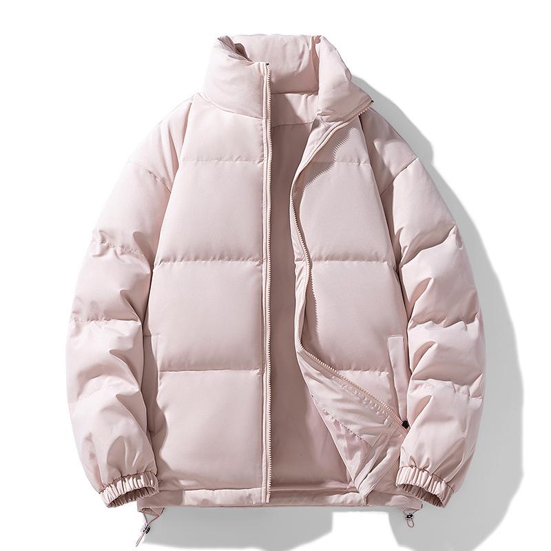 

Stand-up Collar Cotton Clothing Men and Women Paragraph Winter Thickened Loose Cotton Jacket Couple Models Solid Color Bread Clothing Cotton Coat 3XL