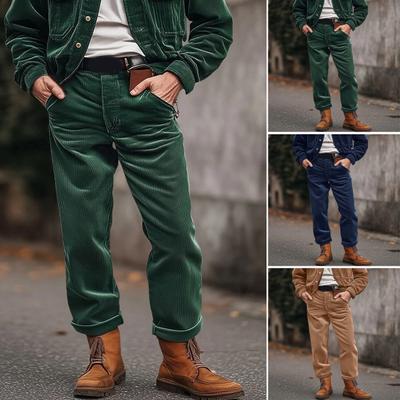 Männer Cordhose mit Taschen Knopf Reißverschluss Einfarbig Business-Stil Lose