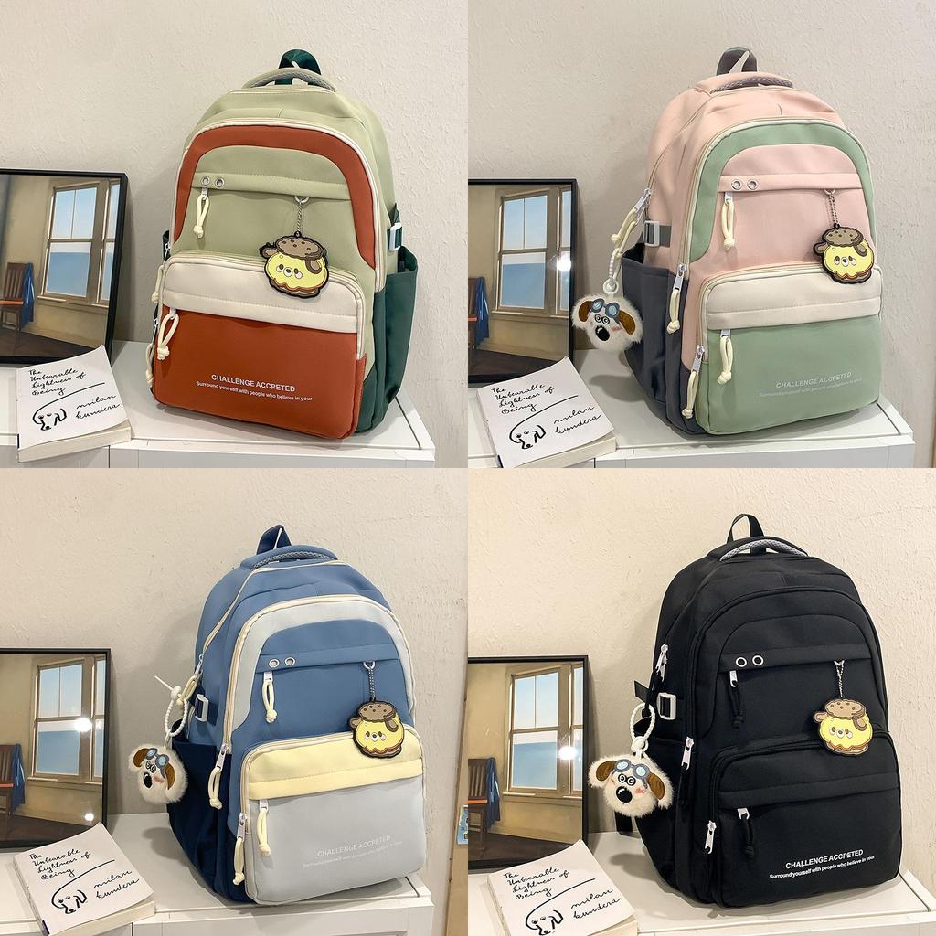 Nylon School Backpack For Teens With Design And Letter Print For Casual Use