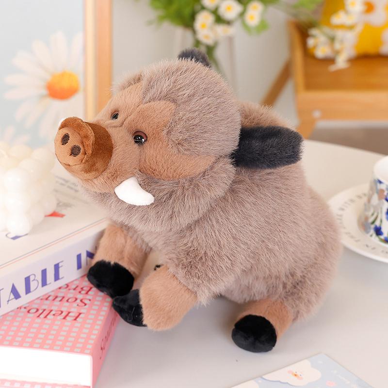 25/30cm Simulation Wild Boar Pig Animal Plush Toy Soft Furniture Decoration Long Hair Throw Pillow Fun Cartoon Christmas Gifts
