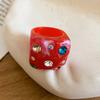 Creative Chunky Round Geometric Resin Ring For Women Multicolor Rhinestone Casual Party Fashion Accessories Wholesale Gift