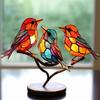 Kreative gefärbte Acrylvögel auf Zweigornamenten für den Heimtisch, neuartige bunte Vogelgruppenserie, Dekoration, Bastelgeschenke