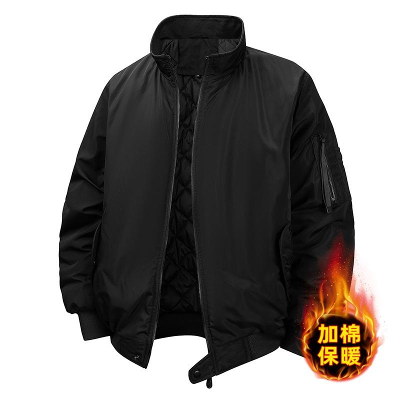 Autumn and Winter Casual Cotton Jacket Men's Stand-up Collar Casual Simple Baseball Jacket One Piece