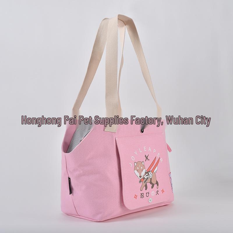 One-Shoulder Lightweight Canvas Crossbody Bag for Small Dog Outings