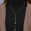 Adjustable Chain Necklace with Simple Faux Pearl Pendant Female Long Sweater Fashion Jewelry Gift Ornament