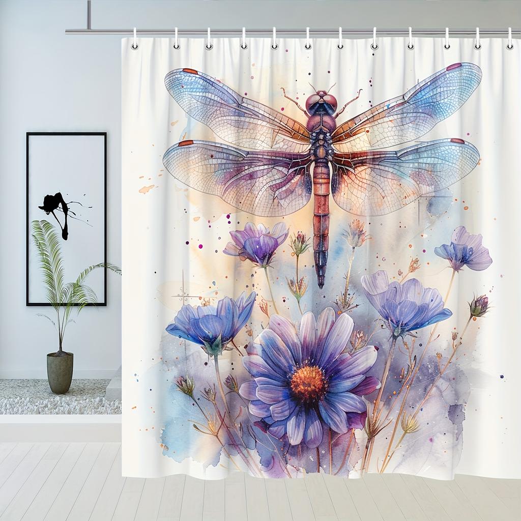 Dragonfly Dreams Shower Curtain - Water-Resistant Fabric for Bathroom - Ideal for Nature and Insect Lovers