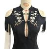 2026 new European and American style black embroidered fringed hip dress slim and thin dress skirt off-the-shoulder fringed skirt