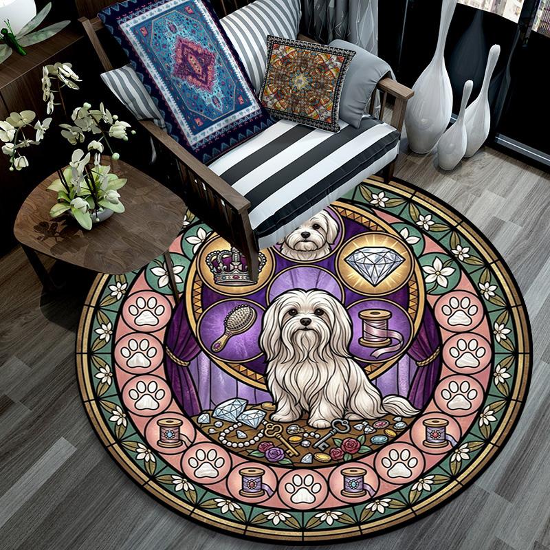 Boxer Dog Glass Round Area Rug Under Office Chairs Bedroom Living Room Home Decor