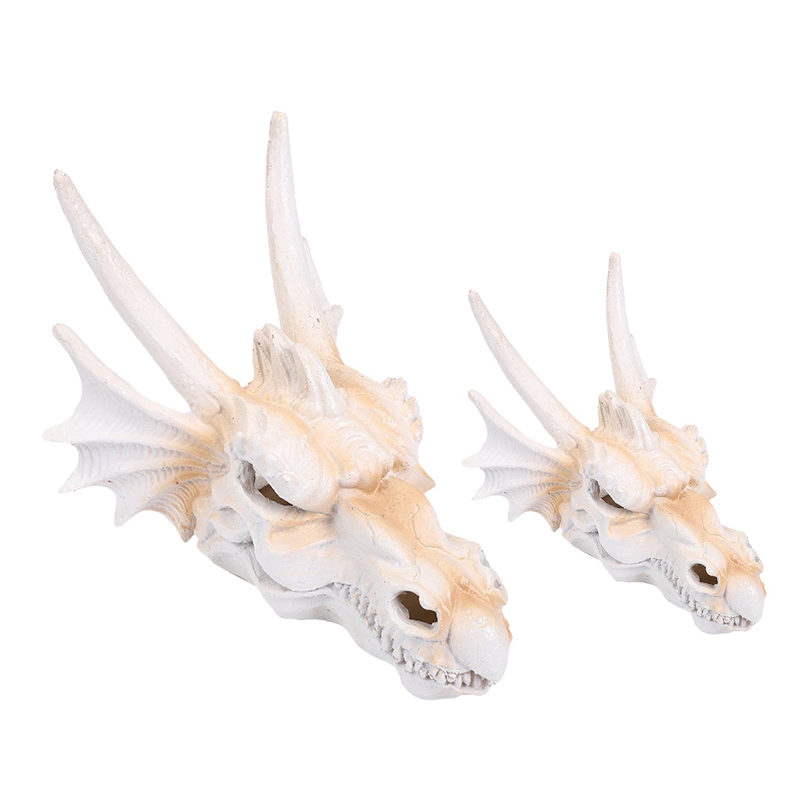 Dragon Head Skull Statue Collecting Simulation Figurine Scenery Dragon Head Model Aquarium Decoration Ornament Resin Sculpture 13.6x8x7.5cm