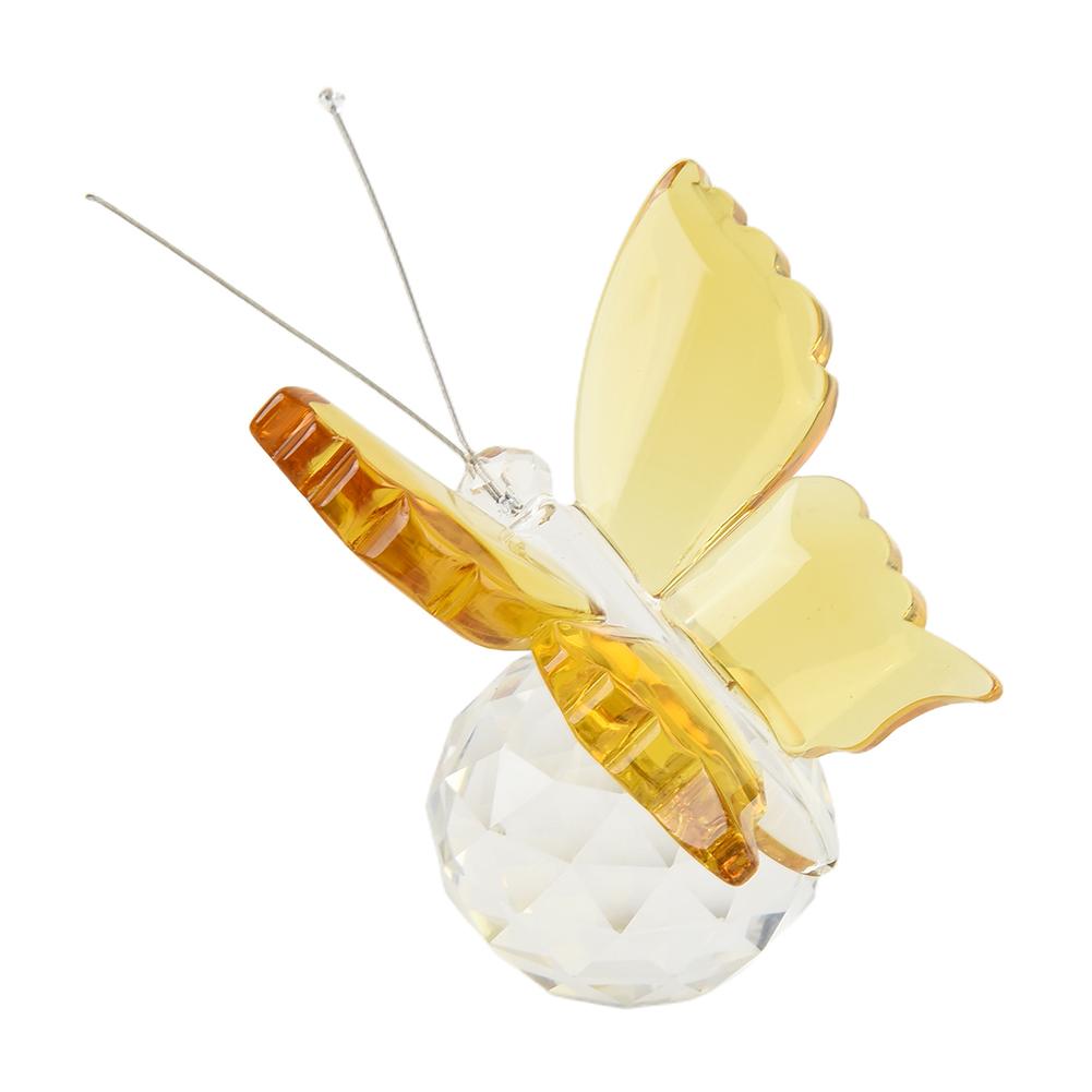 

K9 For Crystal Handmade Butterfly Figurine for Home and Wedding Decoration Craft Display and Functional Paperweight жёлтый