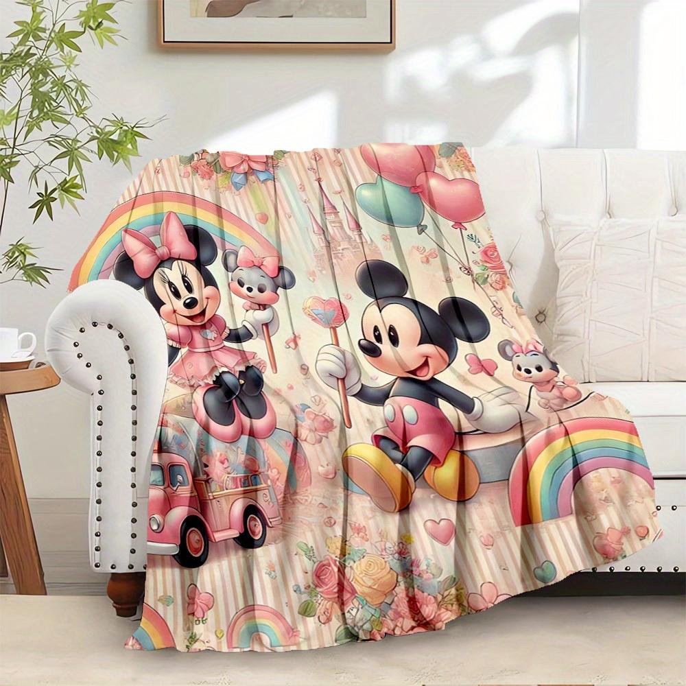 

1pc Throw Blanket - Cute Mickey Mouse and Minnie Mouse pattern, perfect for bedding, sofa blanket, gift, home decor, romantic Valentine s Day 75x90cm