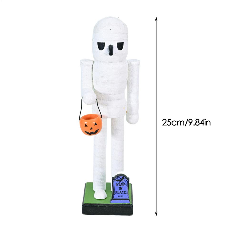 Halloween Nutcracker Wooden Nutcracker Figures Holiday Decor Halloween Figurine Goody Bag Fillers for Home Display Shelf Party