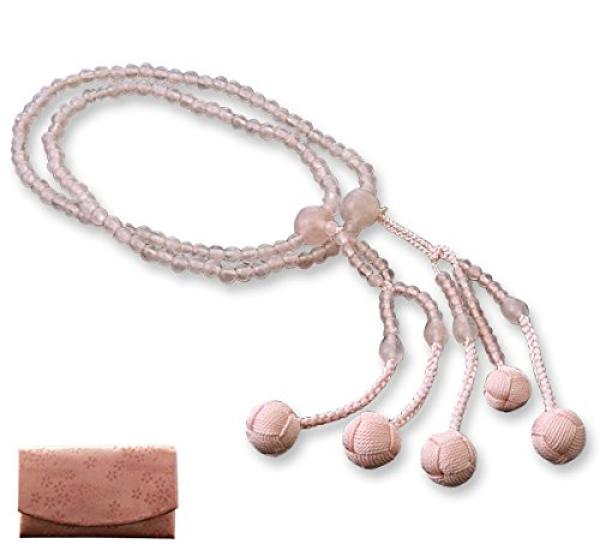 Kyoto Buddhist Altar Hayashi Prayer Beads Nichiren Buddhism Eight Size Crimson Crystal Official Ceremony Bag Kyoto Prayer Beads (Rose Quartz) (For