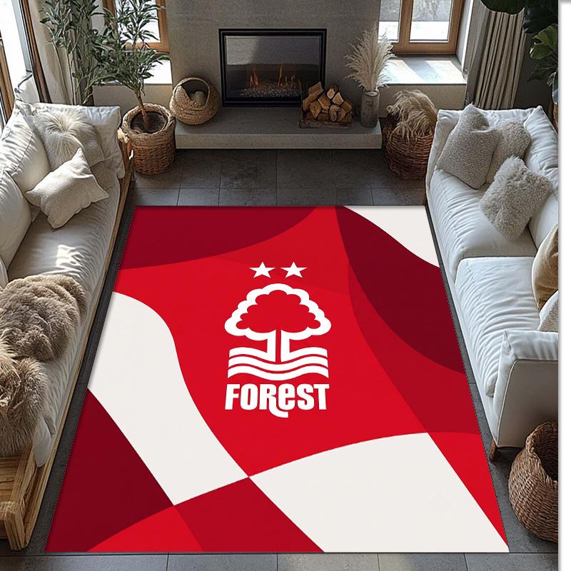 Tappeto in Velluto di Cristallo con Stampa Calcio Nottingham Forest, Comodo Assorbente d'Acqua Antiscivolo Tappeto per Pavimenti Interni