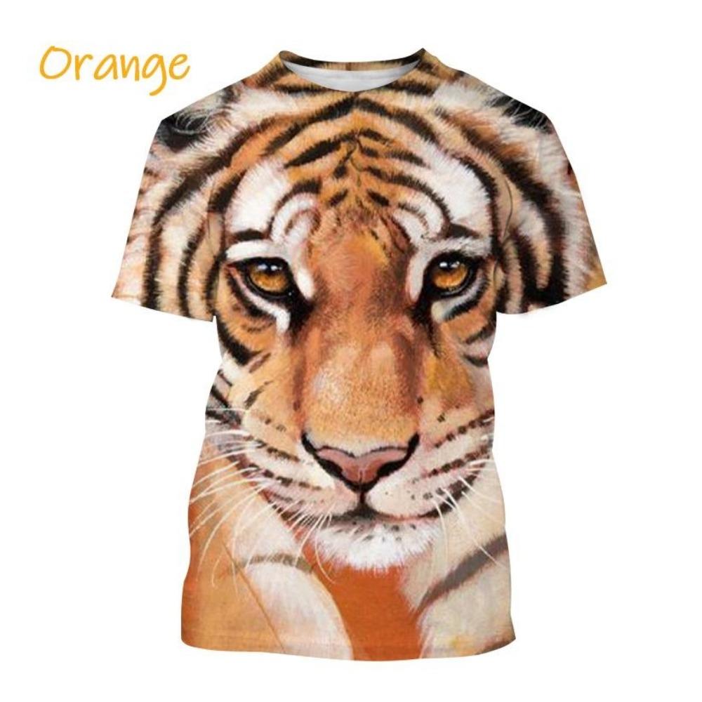 Hot-selling personalized fierce tiger 3D printed T-shirt, summer men's fashion, funny, cool, hip-hop animal short-sleeve top