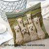 2d Flat Printing, Super Soft Short Plush Pillowcase, Double  Alpaca Farm Has the Feel, Non-real Embroidery, Suitable for Sofa, Living Room