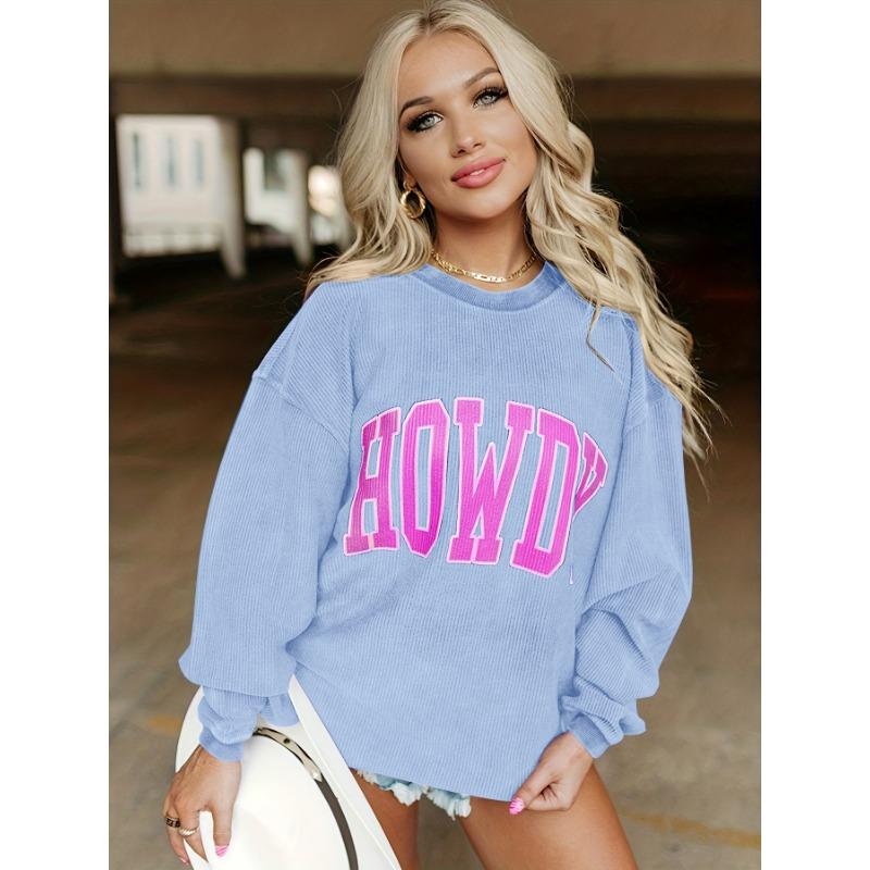 

Повседневная толстовка с буквенным принтом, женская, большого размера, однотонная, свободная, с круглым вырезом, с длинными рукавами 3XL синий