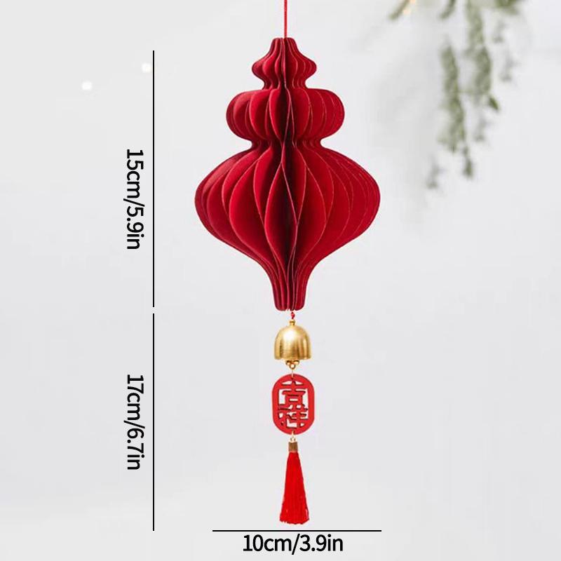 3D Chinese New Year Decorations 2026 Spring Festival Honeycomb Lucky Hanging Ornament Paper Lanterns Ornament with Bell Decor